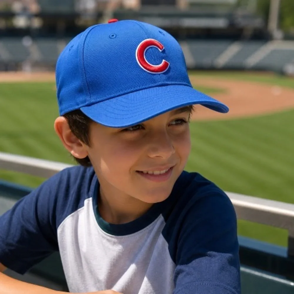 Chicago Cubs Youth Adjustable Strapback Cap – Blue – Embroidered Logo – Cotton T